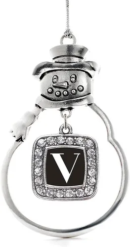 Miniatura 114 de Inspired Silver - Adorno de rodillo de reina - Adorno cuadrado de plata con muñeco de nieve con joyas de circonita cúbica