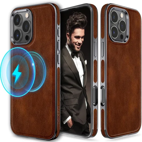 Miniatura 14 de LOHASIC Funda de cuero para iPhone 17 Pro, compatible con MagSafe Professional Business Style Funda protectora de piel sintética de primera calidad