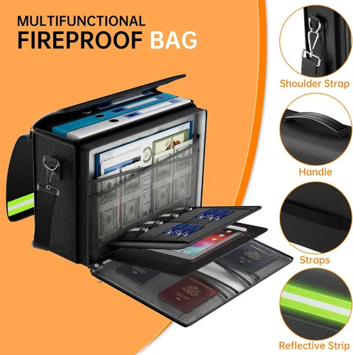 Miniatura 4 de DocSafe Bolsa de documentos grande ignífuga y resistente al agua de 5200°F con múltiples bolsillos, organizador de almacenamiento de archivos de 17