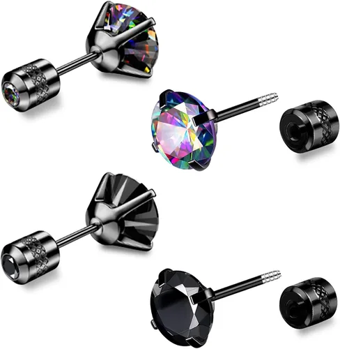 Miniatura 11 de SmileBelle 2 pares de aretes de perlas, aretes de titanio con parte trasera plana, rellenos de calcetín para mujer, aretes hipoalergénicos
