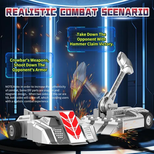 Miniatura 8 de Robots de batalla con control remoto, juguetes de lucha RC para 2 jugadores para niños, robots de lucha inalámbricos, juguetes STEM, juego gris