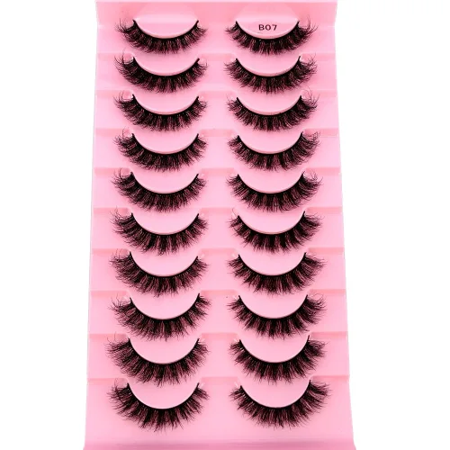 Miniatura 10 de 10 pares de pestañas postizas de visón 3D, hechas a mano, pestañas largas y finas, pestañas naturales para maquillaje de ojos (3-6)