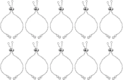 Miniatura 7 de uxcell Pulseras deslizantes ajustables, 10 cadenas de conexión extensor O Link con extremos de diamantes de imitación para hacer joyas de bricolaje