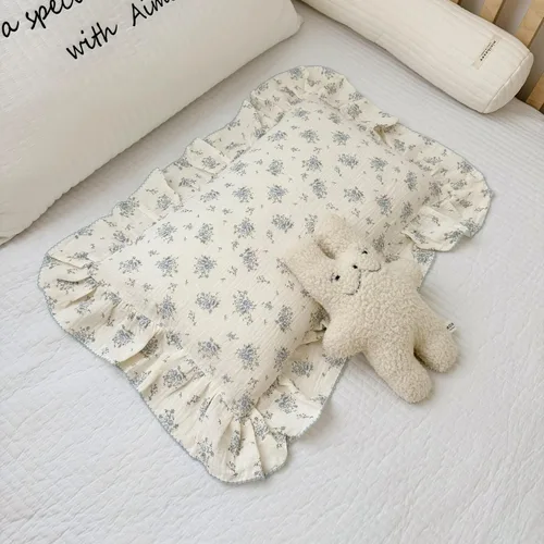 Miniatura 18 de BuLuTu Funda de almohada de algodón para niños pequeños, tamaño estándar, estampado de flores de Galsang, suave funda de almohada de viaje con borde