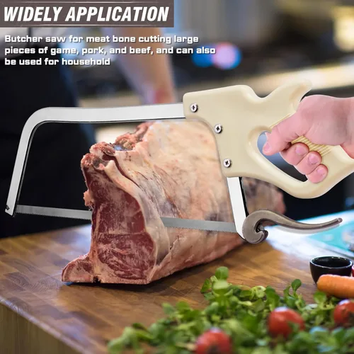 Miniatura 9 de KATA Sierra de hueso de carne para carnicería: sierra de mano de 17.5 pulgadas para cortar huesos de carne - Sierra de carne para carnicería en casa
