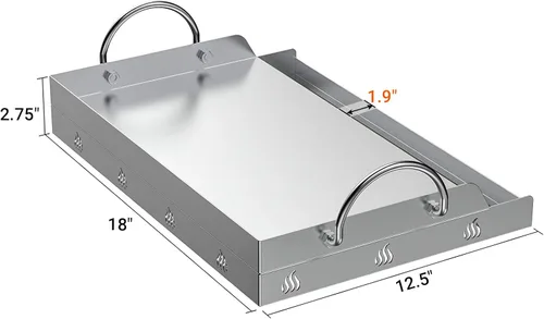 Miniatura 2 de Onlyfire Plancha universal de acero inoxidable para la mayoría de parrillas de barbacoa con asas extraíbles, 18"×12.5