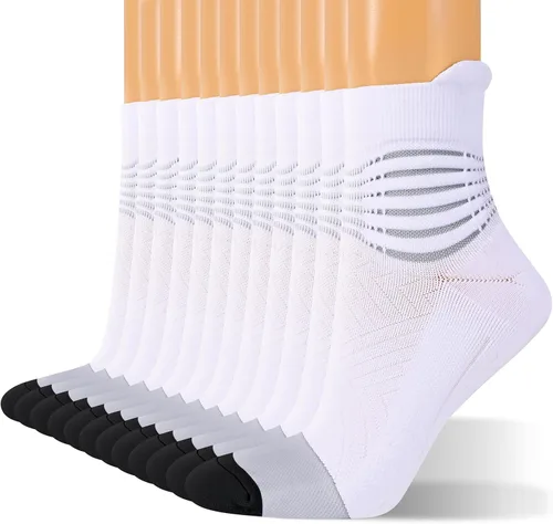 Miniatura 15 de Calcetines de compresión para el tobillo para mujer, con absorción Coolmax, deportivos y acolchados, alivio de la fascitis plantar, paquete de 2, 3