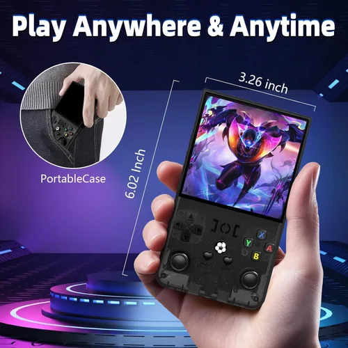 Miniatura 6 de R36Max - Consola de juegos portátil, mini consola de juegos de mano retro, consola de videojuegos IPS de 4.0 pulgadas con tarjeta TF de 64 GB más