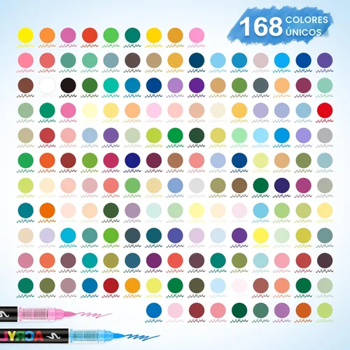 Miniatura 4 de Guangna 168 rotuladores de pintura acrílica, bolígrafos de pintura acrílica con punta de pincel, tinta impermeable de secado rápido, para pintar