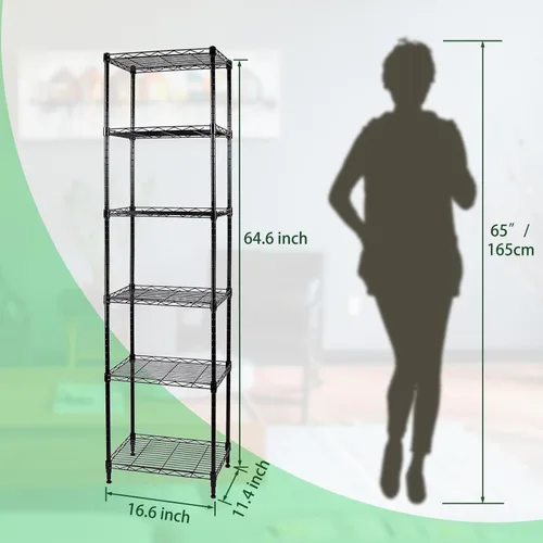 Miniatura 3 de Estantería ajustable de 6 alambres, estante de almacenamiento de pie para lavandería, baño, cocina, despensa, armario