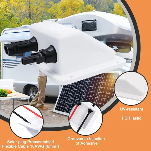 Miniatura 2 de Prensaestopas de entrada de cable solar, cable de extensión solar suave 10AWG de 0.33 pies y conector, resistente a los rayos UV, carcasa de doble