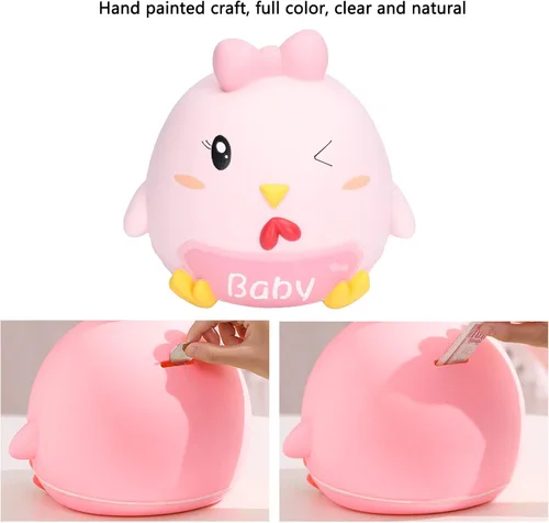Miniatura 7 de Hucha de pollo de dibujos animados para niños, banco de monedas de vinilo de gran capacidad, caja de dinero irrompible pintada a mano para niños
