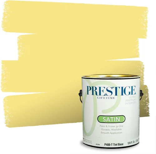 Miniatura 239 de PRESTIGE Pinturas Pintura Exterior e Imprimación En Uno, 1 Galón, Satinado, Pareja Comparable de Benjamin Moore* Amarillo* 320BM-PCM