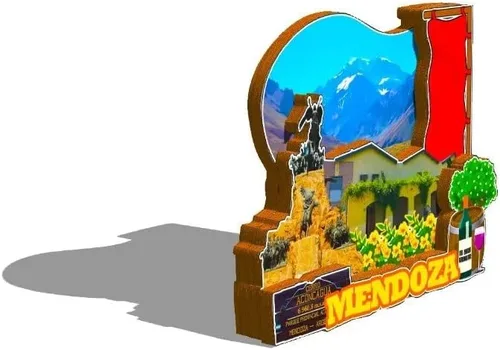 Miniatura 2 de Argentina Mendoza - Imán de madera para nevera, monumentos 3D, recuerdos coleccionables, decoración hecha a mano -573