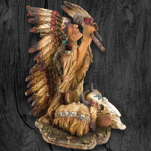 Miniatura 3 de United Cutlery Escultura de resina del jefe nativo americano, hermosa decoración para el hogar, detalles exquisitos, cultura india de llanuras