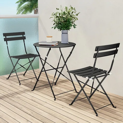 Miniatura 17 de Grand patio Juego de muebles plegables de 3 piezas para exteriores con marco de acero de primera calidad, diseño portátil para bistró y balcón Verde
