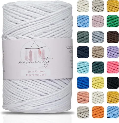 Miniatura 26 de Makromecity, Cordón de macramé de algodón de 0.079 in x 195 yardas (590 pies) de algodón reciclado de 0.079 pulgadas, hilo de ganchillo para Azul