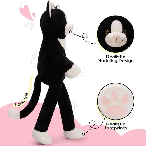 Miniatura 7 de Tezituor Peluche de Gato Gigante de 39.5 Pulgadas, Juguete de Peluche de Gato de 3.2 Libras con Patas Largas, Almohada Corporal Grande de Gatito