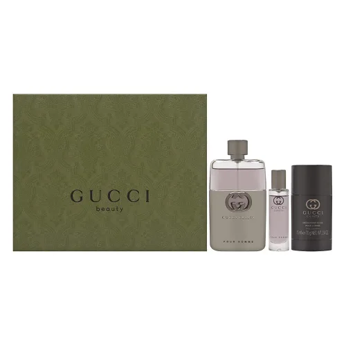 Gucci Guilty - Juego de regalo de caja dura de 3 piezas para hombres (3 onzas Eau de Toilette en espray + barra desodorante de 2.4 onzas + Eau de
