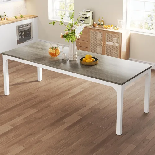 Miniatura 13 de Tribesigns Mesa de comedor negra para 6-8 personas, mesa rectangular grande de 78 pulgadas para comedor, 78.7 x 27.5 x 29.5 pulgadas (solo mesa)
