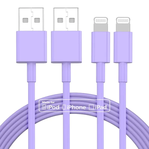 Miniatura 10 de 2 paquetes de 6 pies de cable cargador para iPhone, [Certificado MFi de Apple] cable cargador largo para iPhone de 6 pies, cable Lightning a USB
