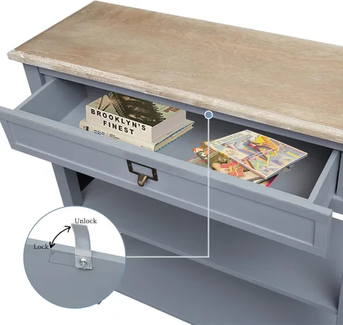 Miniatura 6 de KINTNESS Mesa consola de pasillo, mesa de entrada estrecha con almacenamiento para sala de estar, pasillo, vestíbulo, color gris