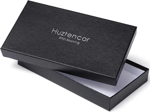 Miniatura 7 de Huztencor Carteras largas para hombre billetera plegable de cuero con bloqueo RFID y cremallera Cartera RFID