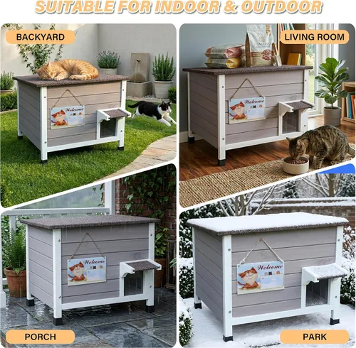 Miniatura 5 de Rockever Casa aislada para gatos, 100% aislada, para exteriores, para invierno, exteriores, para gatos salvajes, resistente a la intemperie, diseño