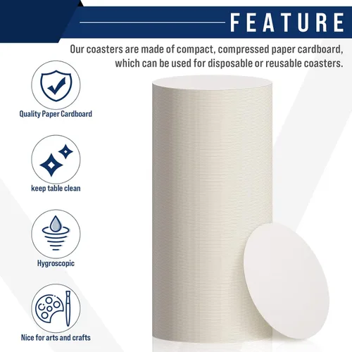 Miniatura 4 de TaoBary 400 Piezas Posavasos Desechables de Papel a Granel 1MM, 4 Pulgadas Posavasos Redondos de Cartón en Blanco para Bar Bebidas Manualidades DIY