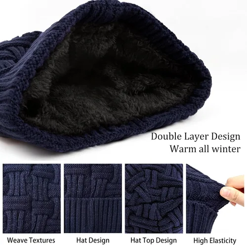Miniatura 28 de Loritta Gorro de invierno cálido de punto grueso y holgado para hombre