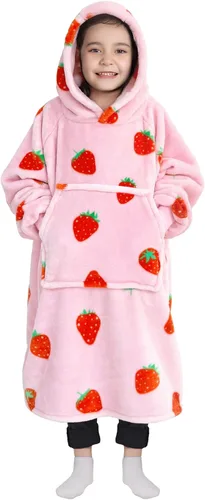 Miniatura 11 de Waitu - Sudadera tipo manta, para regalar a hombre o mujer, muy cálida y acogedora, gigantesca, con capucha, de gruesa franela, con mangas y un Negro