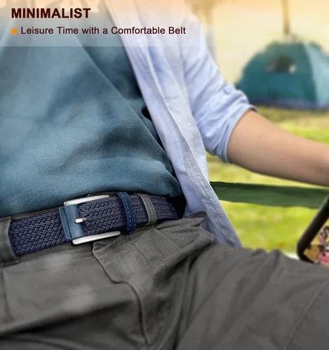 Miniatura 8 de BULLIANT Cinturón para hombre, paquete de 2 unidades, elástico trenzado para hombre, para golf, caza, pantalones de mezclilla, 1 38 pulgadas