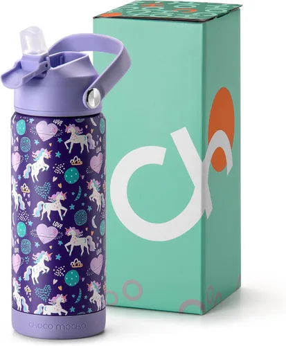 Miniatura 29 de Botella de Agua Choco Mocha para Niños para la Escuela, Botella de Agua Aislada para Niños de Acero Inoxidable para Niños, 14 Oz Camión Monstruo