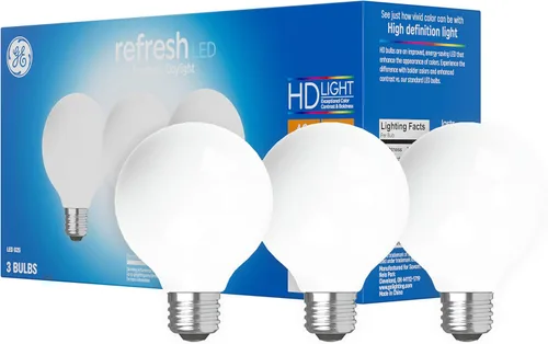 GE Refresh - Bombillas LED, 40 vatios, luz diurna, focos globo G25, acabado esmerilado, base mediana (paquete de 3)