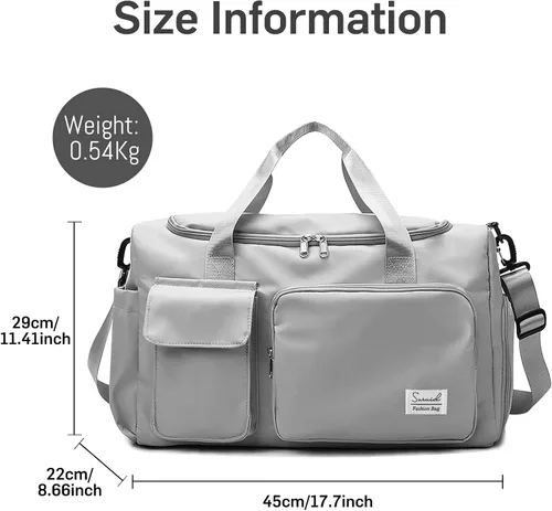 Miniatura 2 de Bolsa deportiva de gimnasio con compartimento para zapatos, bolsa de viaje con bolsillo separado seco húmedo para hombres y mujeres, bolsa de noche