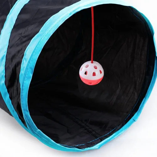 Miniatura 4 de Túnel para gatos, túneles plegables grandes de 3 vías con 4 agujeros de mirada, juguete interactivo para gatos en forma de S, juguete interactivo