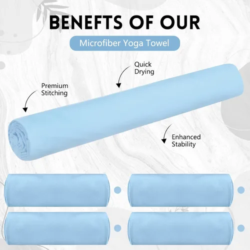 Miniatura 3 de Breling Paquete de 4 toallas de yoga calientes de 72 x 24 pulgadas, tapete de microfibra antideslizante, absorbente de sudor, suave, tapete esencial