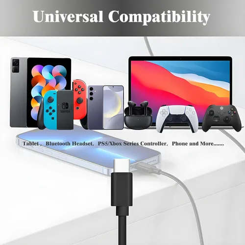 Miniatura 4 de Cable de carga para Xbox Series S/X, controlador PS5/PS5 Pro, Xbox Elite Series 2, cable de carga USB tipo C Switch Pro de 6.6 pies