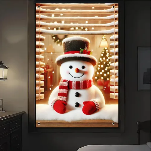 Miniatura 4 de BlissYard Cubierta de ventana de Navidad de 31 x 47 pulgadas, póster de muñeco de nieve para decoración de ventana de vacaciones de invierno