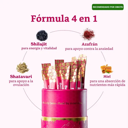 Miniatura 3 de BetterAlt SHE-Lajit - Palillos de miel de fresa Shilajit para mujer con shatavari y azafrán para equilibrio hormonal y impulso de energía