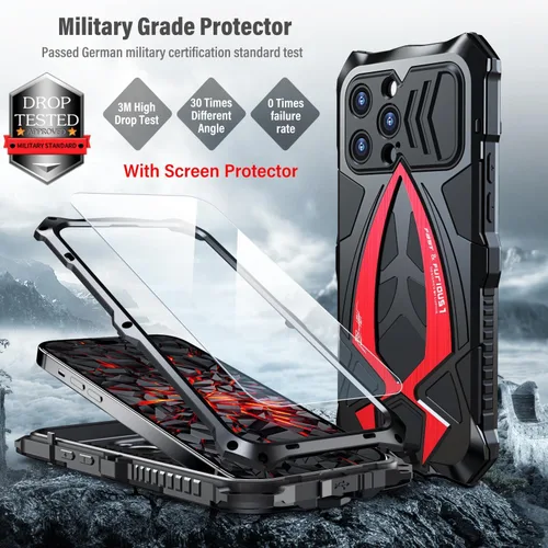 Miniatura 2 de Armor - Funda protectora para iPhone 13 de grado militar, cubierta de cuerpo completo, parachoques de aluminio, silicona incorporada, a prueba