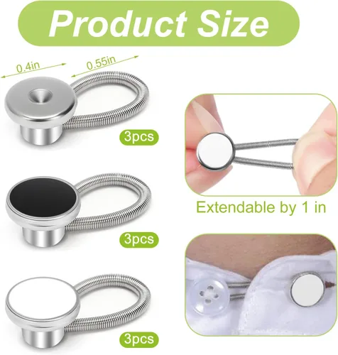 Miniatura 2 de 9 extensores de cuello de alta calidad para camisas de vestir, pantalones de mezclilla para hombres y mujeres, extensores de botón elásticos