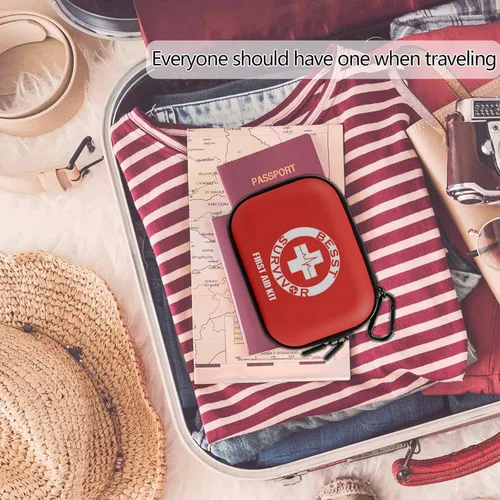 Miniatura 5 de Besst Survivor Mini botiquín de primeros auxilios, pequeño kit médico de carcasa dura impermeable con compartimentos para camping, senderismo