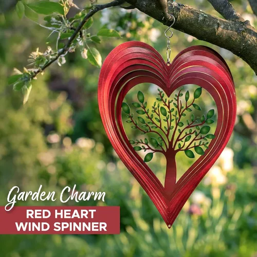 Miniatura 2 de Molinillos de viento de corazón para exteriores, regalos de cumpleaños para mujeres, mamá, abuela, esposa, 12 pulgadas, de acero inoxidable 3D
