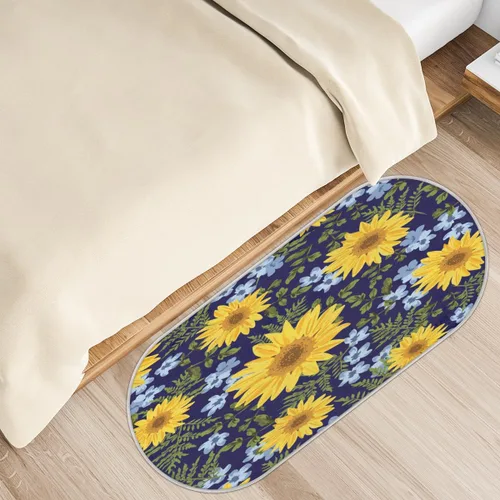 Miniatura 20 de cfpolar Alfombras de baño antideslizantes de girasoles blancos con margaritas blancas, tapete de baño de microfibra absorbente, lavable a máquina