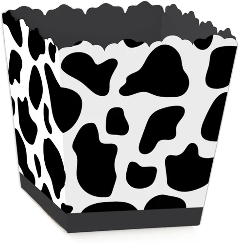 Big Dot of Happiness Caja de regalo de vaca con estampado de vaca, cajas de dulces para fiestas de animales de granja, juego de 12