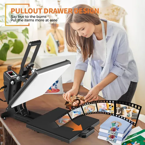 Miniatura 6 de AKEYDIY Prensa de calor de 15 x 15 pulgadas, prensa digital de camisas que se calienta rápido y uniforme, prensa de calor profesional extraíble