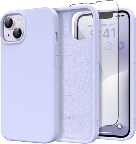 Miniatura 113 de GONEZ Funda de silicona para iPhone 14 Pro Max, compatible con MagSafe, con protector de pantalla + protector de lente de cámara, silicona líquida a