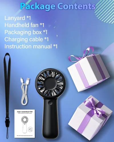 Miniatura 7 de Ventilador de mano portátil, pequeño ventilador de mano turbo personal, potente, refrescante, cordón, recargable por USB, 5 velocidades, maquillaje