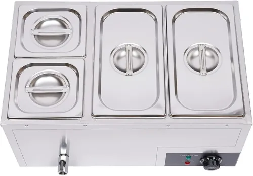 Miniatura 14 de Calentador eléctrico comercial de alimentos de 17.9 cuartos de galón, mesa de vapor de 4 sartenes, encimera de buffet Bain Marie de acero inoxidable